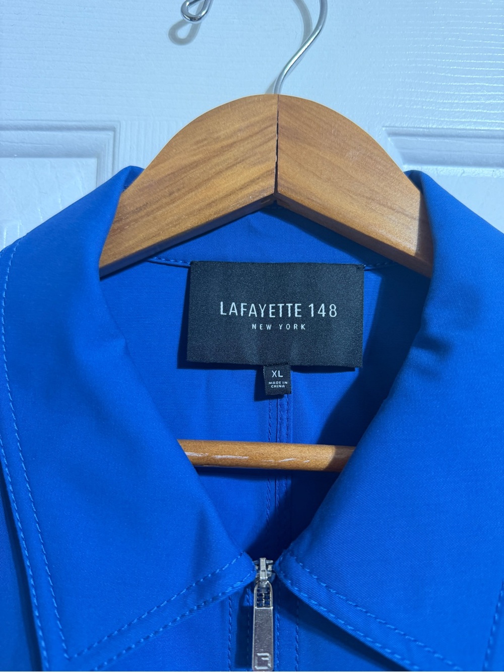 LAFAYETTE 148 NEW YORK Royal blue Cotton Sateen Zip Pocket Jacket size XL - Picture 3 of 6